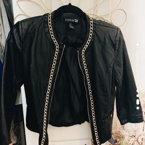 Cropped Faux Leather Jacket